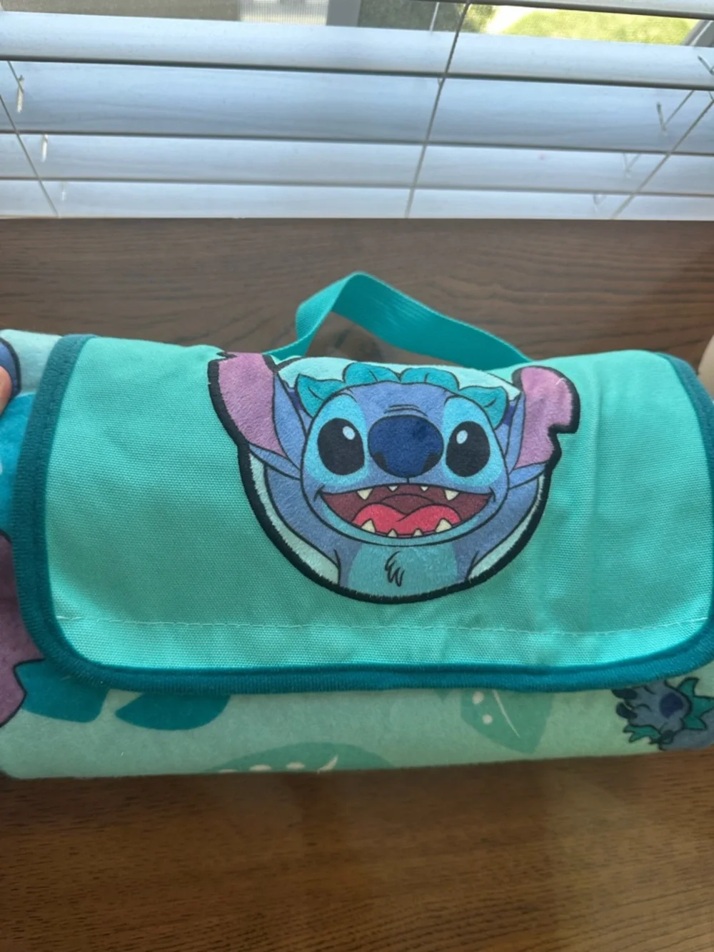 Disney Stitch Plush Head Crossbody Bag & wallet and Picnic Outdoor Blanket Set